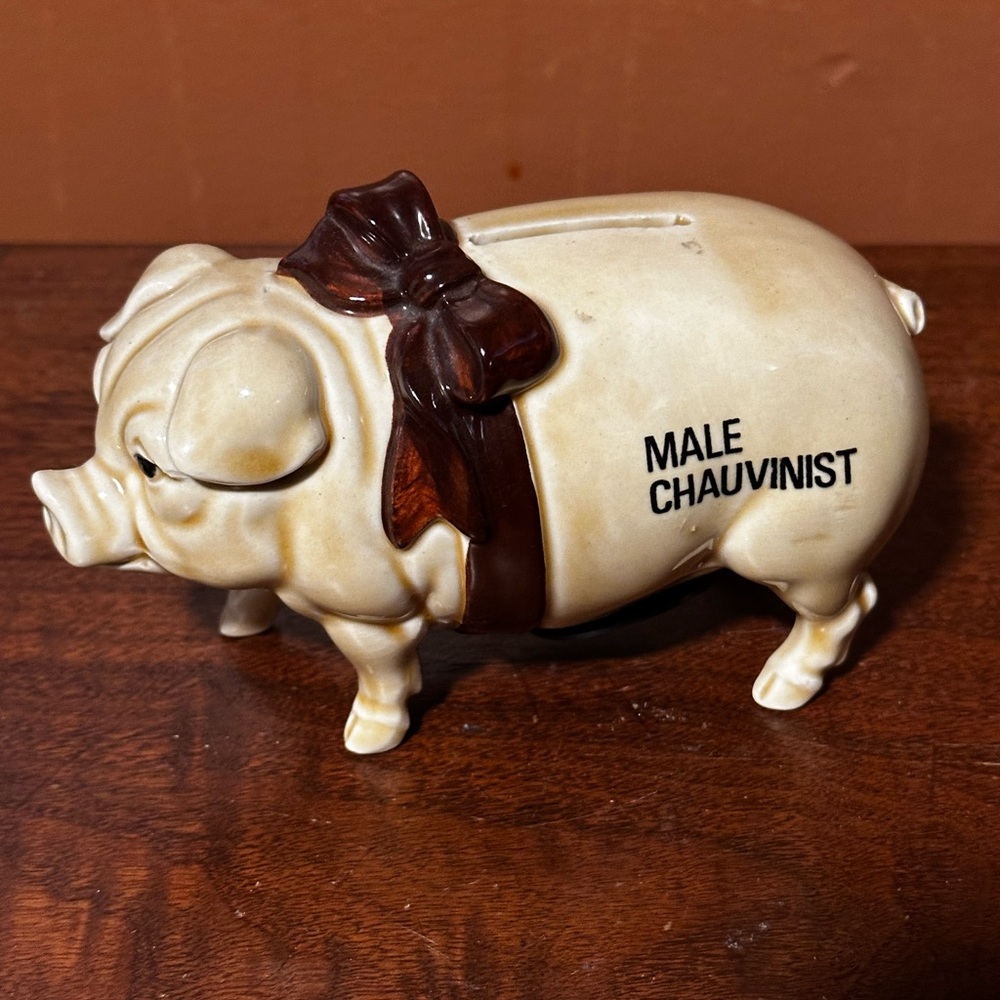 Vintage Norcrest Ceramic Male Chauvinist Pig Piggy Bank